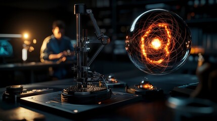 Fototapeta premium Exploring quantum mechanics laboratory scientific experiment high-tech environment close-up view innovation insights