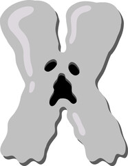Scary Ghost  Letter Vector Element Alphabet X
