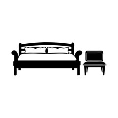 bed bench icon, bed bench line art - simple line art of bed bench, perfect for bed bench logos and icons