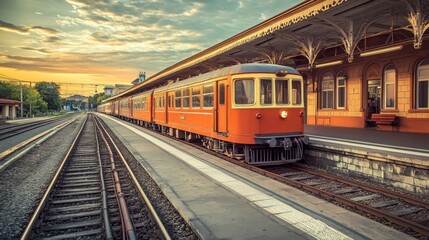 A stunning image of a retro-style electric train against a vintage station backdrop, evoking nostalgia and the rich history of rail travel.