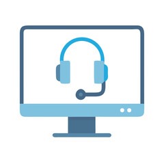 Desktop Screen with Headset Icon Design