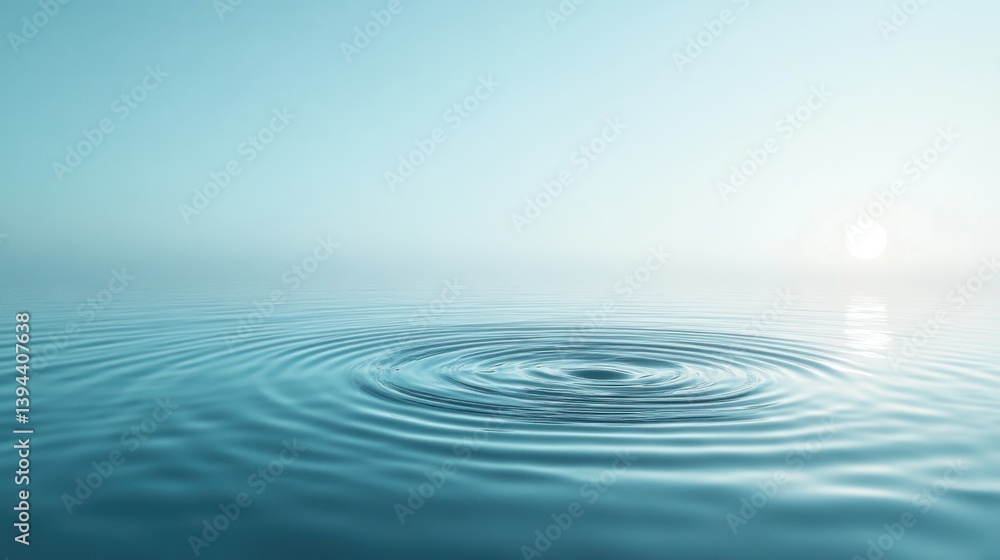 Aufkleber a serene image of calm water with ripples reflecting the soft light of the sun, creating a tranquil 