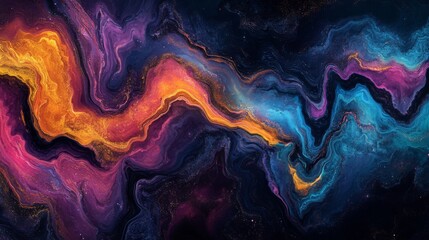 Abstract Cosmic Nebula: Vibrant Orange Blue Purple Galaxy Swirls