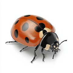 Detailed Close up of a Ladybug on White Background, Generative AI.