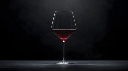 Frozen Crimson Dance A Captivating Crystal Glass of Rich Red Wine in a Minimalist Dark Void