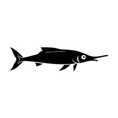 garfish icon, garfish line art - simple line art of garfish, perfect for garfish logos and icons