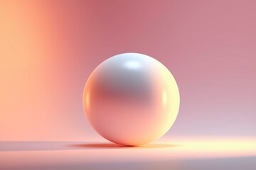 A white ball is sitting on a pink background