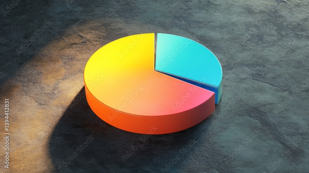 Leinwandbilder a top-down view of a d pie chart showcasing sales performance, with vibrant segments and shadow effe