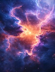 Fototapeta premium Glowing Interstellar Formations Luminous Stellar Nursery Swirling Cosmic Energy and Mesmerizing Plasma