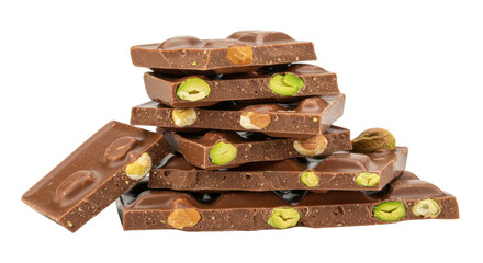 Isolated Chocolate Bars with Nuts