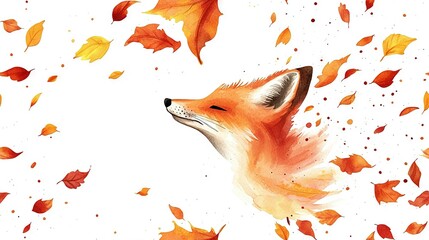  Autumn Leaves Falling from Its Back and Head Raised