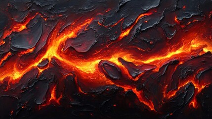 Intense Flowing Lava with Fiery Orange and Red Hues