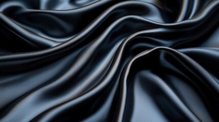 Obraz premium Draped, dark gray satin fabric with soft folds and luxurious texture.