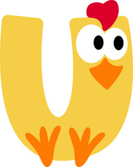 Chick Letter Vector Element Alphabet W