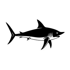 mako shark icon, mako shark line art - simple line art of mako shark, perfect for mako shark logos and icons
