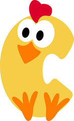 Chick Letter Vector Element Alphabet E