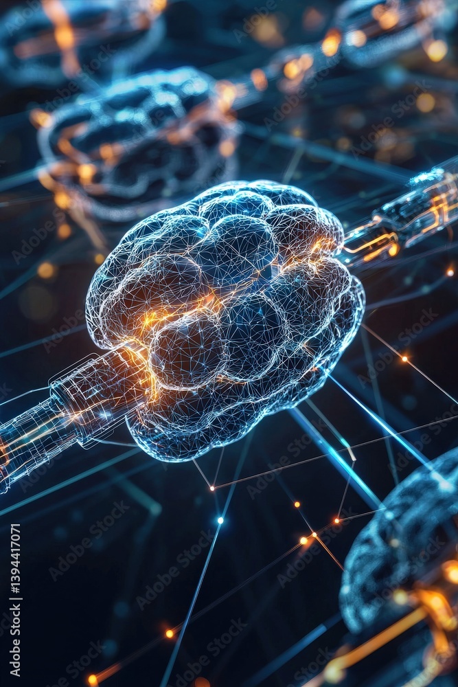 Poster a conceptual rendering of nanorobots reversing the effects of neurological diseases, nanorobots conc