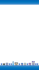 シンプルな街並みのベクターイラスト　枠　縦長の背景