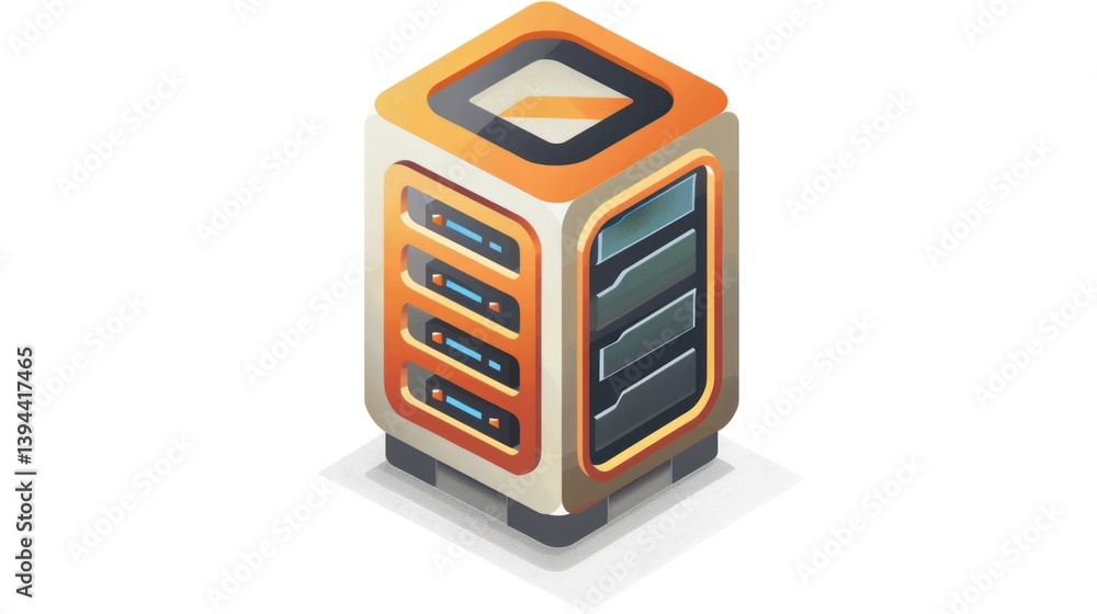 Poster an icon representing a supercomputer with a cutting-edge look.