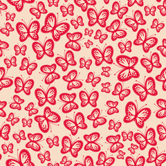 Seamless vector illustration print pattern background wallpaper with butterflies summer spring for textile, paper, pack etc	

