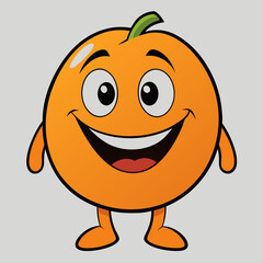 Smiling Orange Character Vector – Cheerful Fruit Illustration for T-Shirt Print