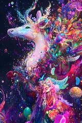 Fantastical Blockchain Creatures Emerging from a Vibrant Digital Matrix