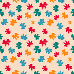 Seamless vector illustration print pattern background wallpaper with butterflies summer spring for textile, paper, pack etc	
