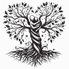 Tree of Love Tattoo Embrace Eternal Affection in Ink stock illustration