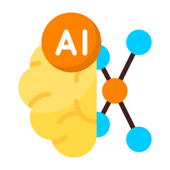 AI Brain Neural Flat Icon