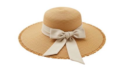 Isolated Straw Hat with Ribbon