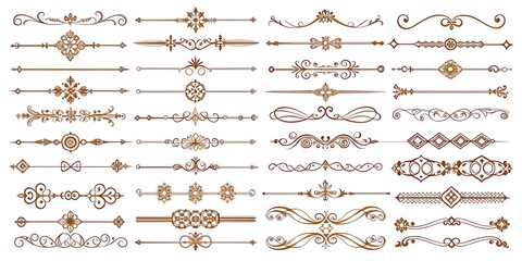 Set of gold and white decorative lines