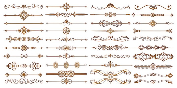 Set of gold and white decorative lines
