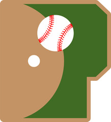 Baseball Court Field Letter Vector Element Alphabet P