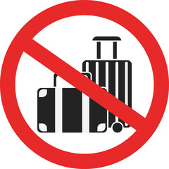 Isolated illustration silhouette no baggage sign. suitcase is prohibited