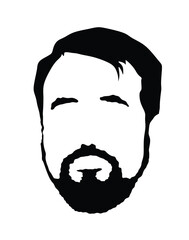 Male modern hair style vector silhouette illustration isolated. Man hairstyle shape. Boy hair dress saloon symbol. Fashion luck gentleman head hairdresser shop. Event famous look. Neat beard, mustache
