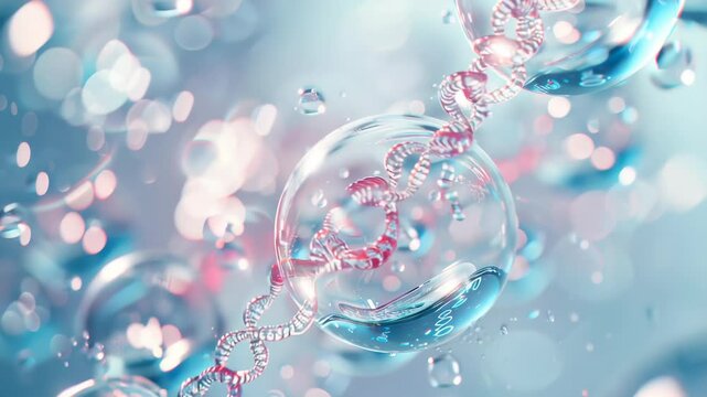 DNA double helix genetic material. Gene sequencing abstract design. Floating in space background, 
science, abstract, biology, biotechnology, molecular, health, genetic

