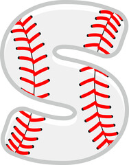 Baseball Letter Vector Element Alphabet S