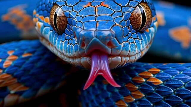 Beautiful blue snake showcasing vibrant colors and striking patterns in natural habitat