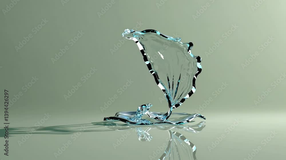 Poster refreshing splash of crystal-clear water creating a dynamic, abstract shape against a serene backdro