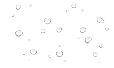 Realistic water drops. PNG drops, condensation on the window, transparent water drop. Abstract water drops, bubbles on transparent background, digital liquid design, Stock royalty free.