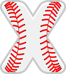 Baseball Letter Vector Element Alphabet X
