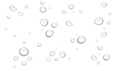 Realistic water drops. PNG drops, condensation on the window, transparent water drop. Abstract water drops, bubbles on transparent background, digital liquid design, Stock royalty free.