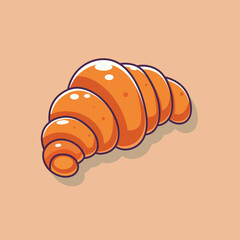 Croissant Bread Cartoon Vector Icon Illustration. Food Object Icon Concept Isolated Premium Vector. Flat Cartoon Style
