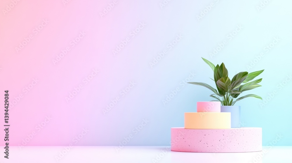 Poster pastel-colored aesthetic display. a vibrant, soft gradient backdrop with pastel colors and a central