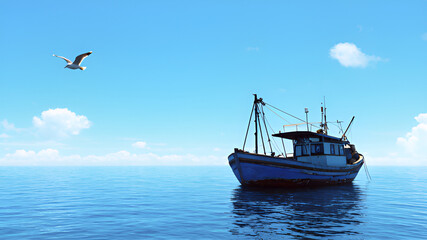 Obraz premium fishing boat in the sea