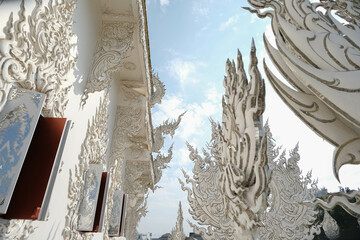 Details architecture of Chiang Rai temple is Wat Rong Khun (The White Temple)