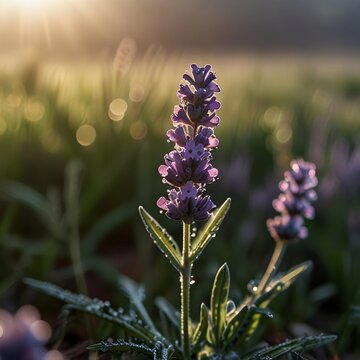 Beautiful lavender flowers shining in the morning sun