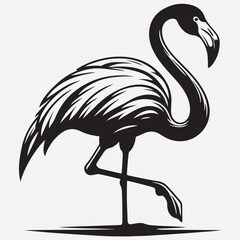 Vector flat flamingo silhouette stock illustration