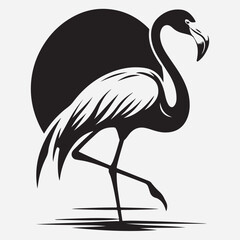 Vector flat flamingo silhouette stock illustration