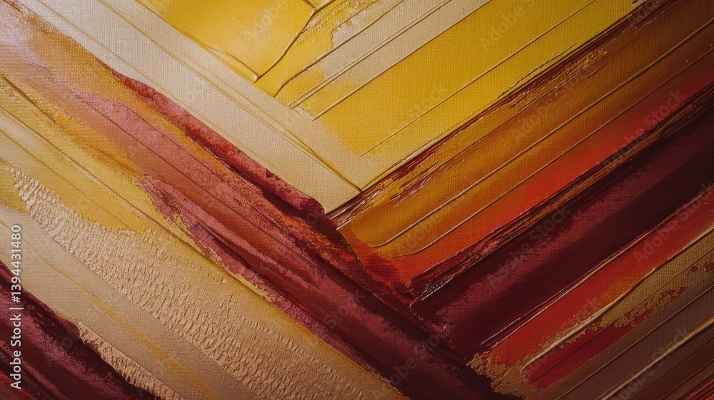 Poster warm chromatic strokes on canvas creating an abstract composition